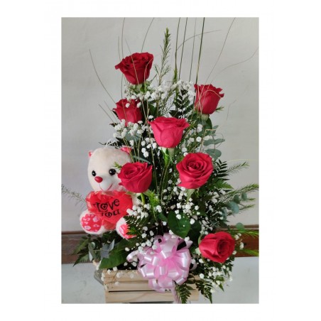 Rosas y peluche