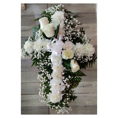 Ofrenda Cruz Con Rosas y Claveles